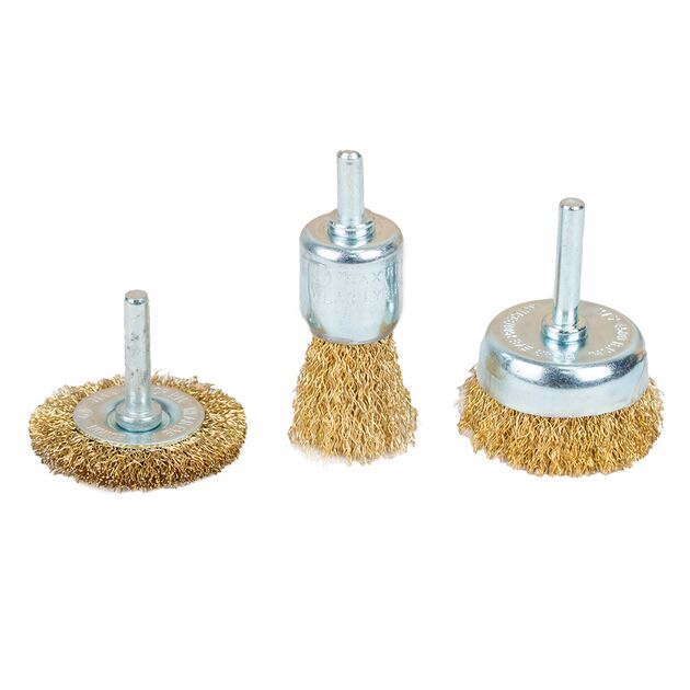 Щетки проволочные 3шт 25; 50; 50мм, хвостовик 6мм, SIGMA (9010011), фото  | SNABZHENIE.com.ua