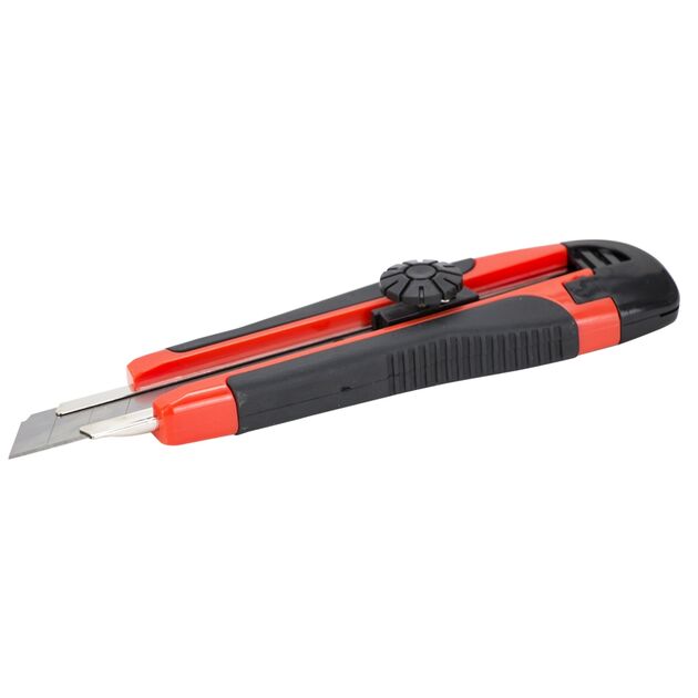 Нож строительный SIGMA 18мм с резиновым корпусом и винтовым замком, фото , изображение 3 | SNABZHENIE.com.ua