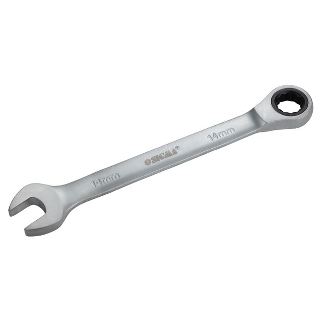 Ключ рожково-накидной трещоточный 14мм CrV satine SIGMA (6022141), фото , зображення 3 | SNABZHENIE.com.ua