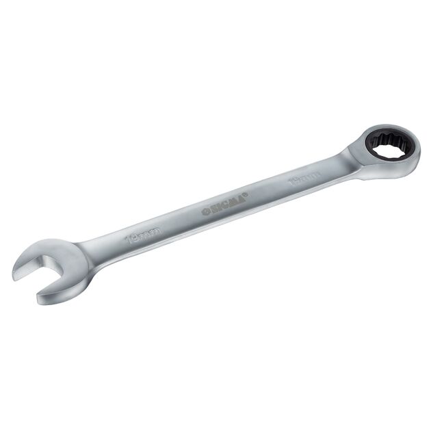 Ключ рожково-накидной трещоточный 19мм CrV satine SIGMA (6022191), фото , зображення 3 | SNABZHENIE.com.ua