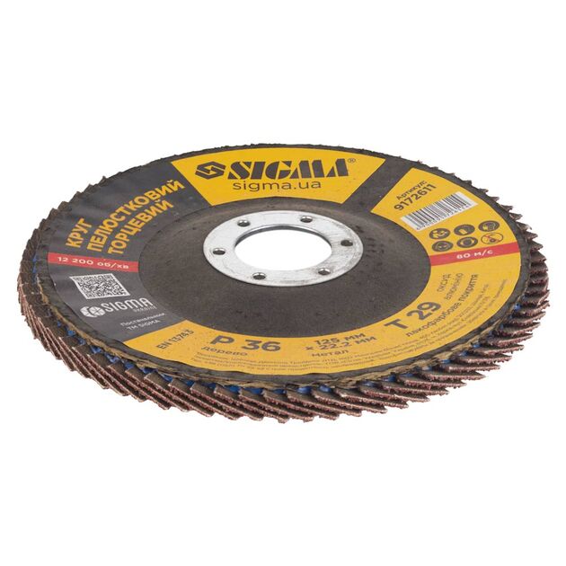 Круг лепестковый торцевой Т29 (конический) Ø125мм P36 SIGMA (9172611), фото , зображення 3 | SNABZHENIE.com.ua