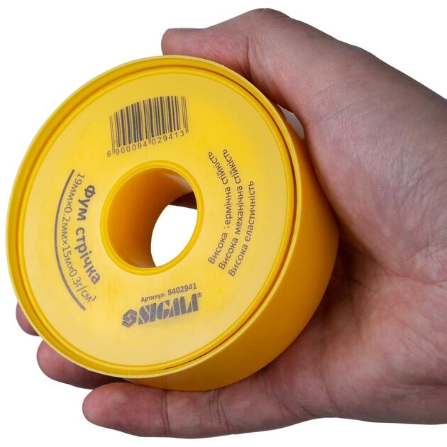 Фторопластова (ФУМ) стрічка 0.2мм*19мм*15м SIGMA (8402941), фото , зображення 3 | SNABZHENIE.com.ua