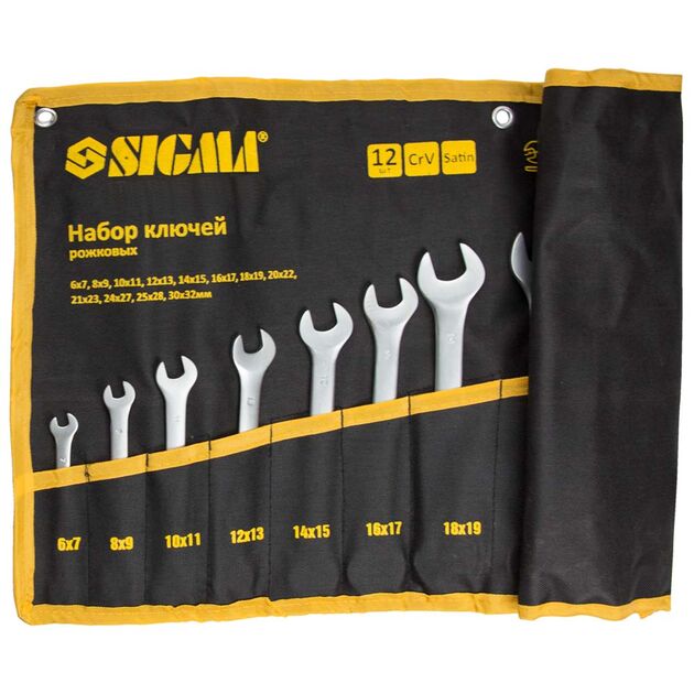 Ключи рожковые 12 шт 6-32 мм CrV сатин (включая чехол) SIGMA, фото , изображение 3 | SNABZHENIE.com.ua