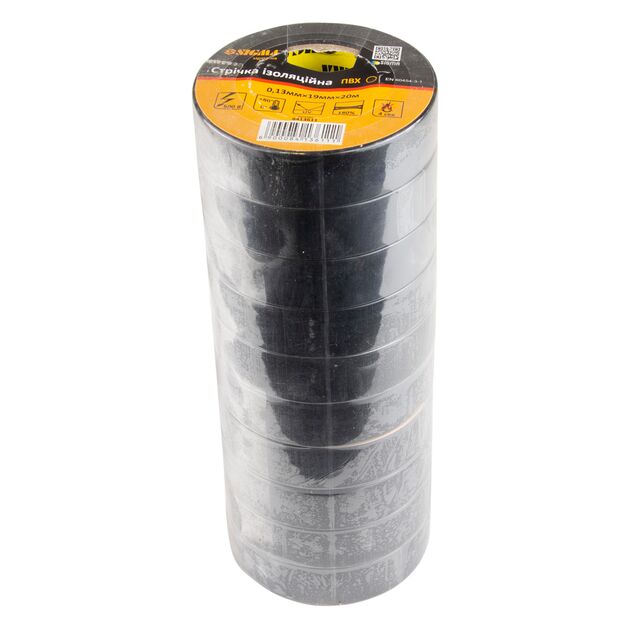 Ізолента ПВХ (чорна) 0.13мм*19мм*20м SIGMA (8413611), фото , зображення 2 | SNABZHENIE.com.ua