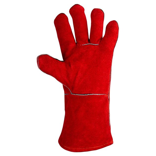 Перчатки краги сварщика 10.5, класс ВС, длина 35 см, красные SIGMA, фото , изображение 3 | SNABZHENIE.com.ua