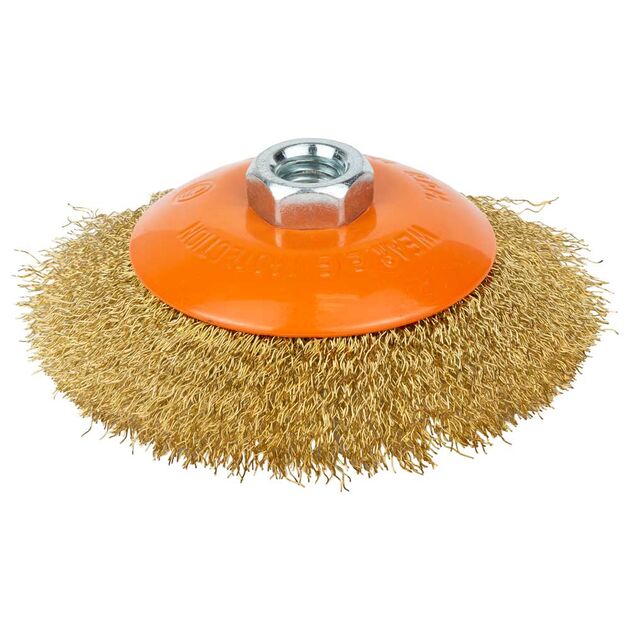 Щітка проволочна конусоподібна 115мм М14*2мм (латуньована) GRAD (9035115), фото  | SNABZHENIE.com.ua