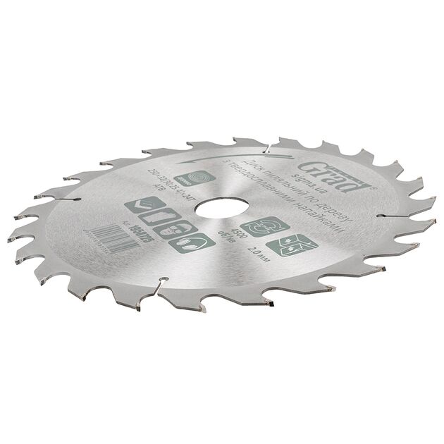 Диск пильний по дереву з твердосплавними напайками 250*32(30;25.4)*24T GRAD (1958725), фото , зображення 2 | SNABZHENIE.com.ua