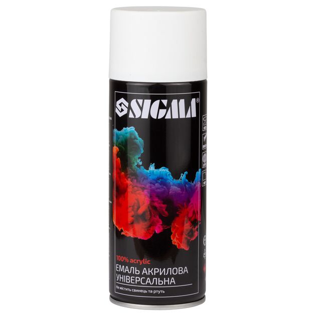 Эмаль акриловая аэрозольная 400мл белая матовая SIGMA RAL 9010, фото  | SNABZHENIE.com.ua