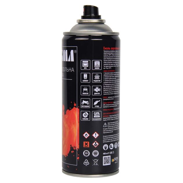 Эмаль акриловая термостойкая аэрозоль 400мл RAL 9005 черный мат SIGMA, фото , изображение 2 | SNABZHENIE.com.ua