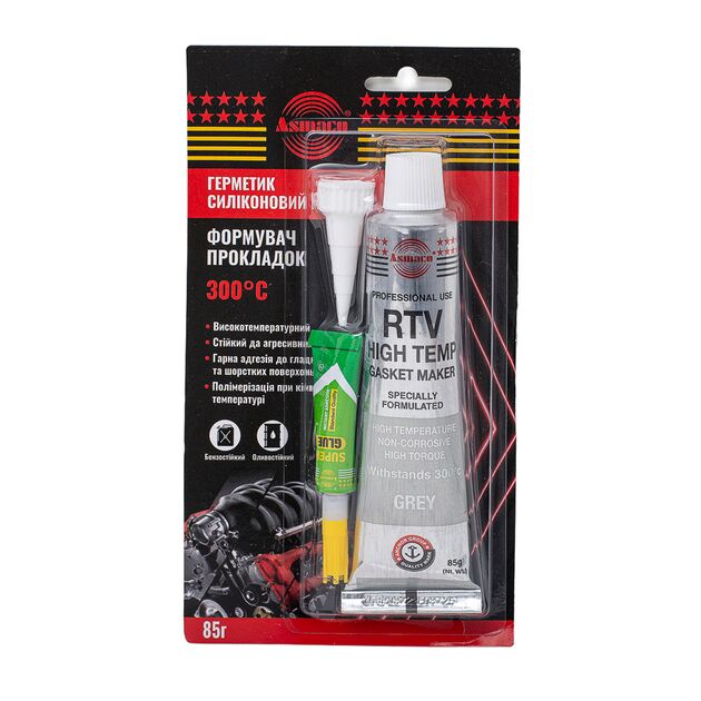 Силиконовый герметик RTV, высокотемпературный +300°C, серый, 85г, фото  | SNABZHENIE.com.ua