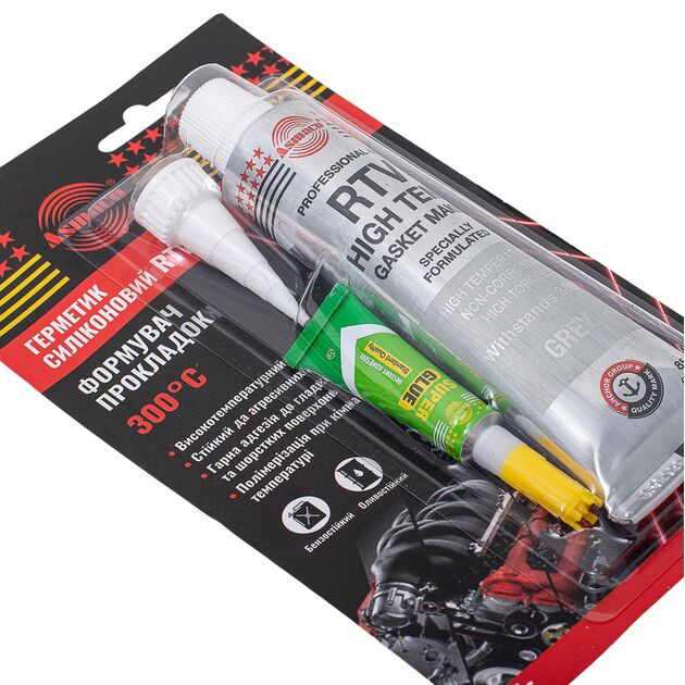 Силиконовый герметик RTV, высокотемпературный +300°C, серый, 85г, фото , изображение 3 | SNABZHENIE.com.ua