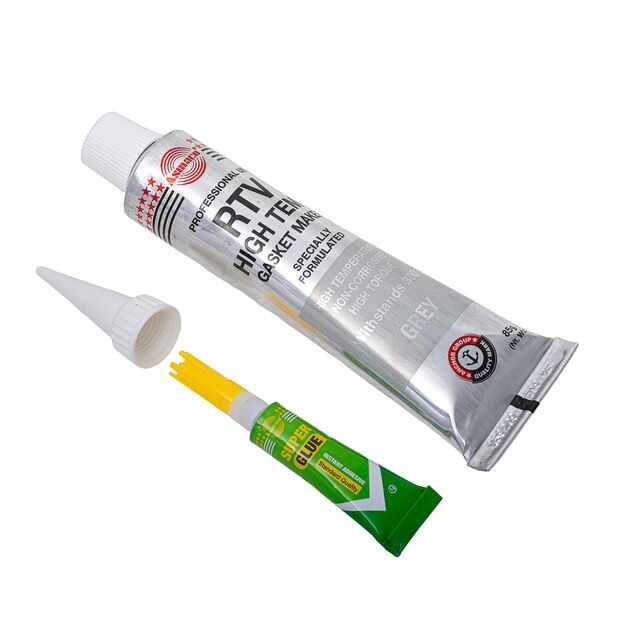 Силиконовый герметик RTV, высокотемпературный +300°C, серый, 85г, фото , изображение 2 | SNABZHENIE.com.ua