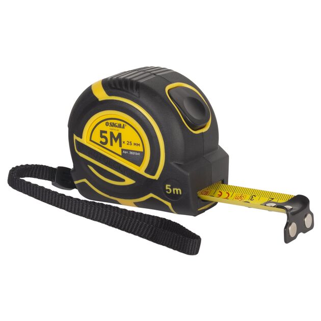 Рулетка магнитная обрезиненная ClickLock нейлоновое покрытие автостоп 5м×25мм SIGMA (3821341), фото  | SNABZHENIE.com.ua