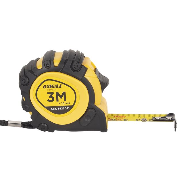 Рулетка магнитная обрезиненная JT фиксатор+тормоз 3м×16мм SIGMA (3823021), фото , изображение 2 | SNABZHENIE.com.ua
