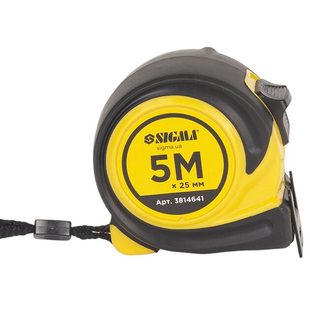 Рулетка обрезиненная Compact двустороннее полотно/зацеп 5м×25мм SIGMA (3814641), фото , изображение 3 | SNABZHENIE.com.ua
