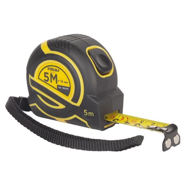 Рулетка магнитная обрезиненная ClickLock нейлоновое покрытие автостоп 5м×19мм SIGMA (3821331), фото  | SNABZHENIE.com.ua
