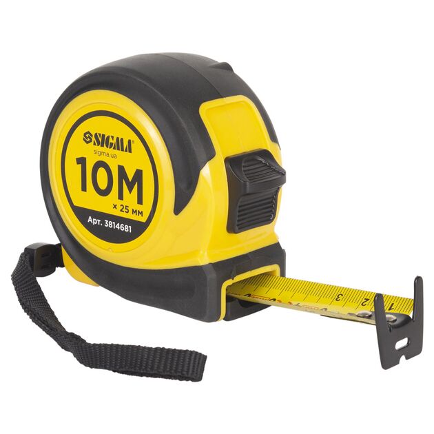 Рулетка обрезиненная Compact двустороннее полотно/зацеп 10м×25мм SIGMA (3814681), фото  | SNABZHENIE.com.ua