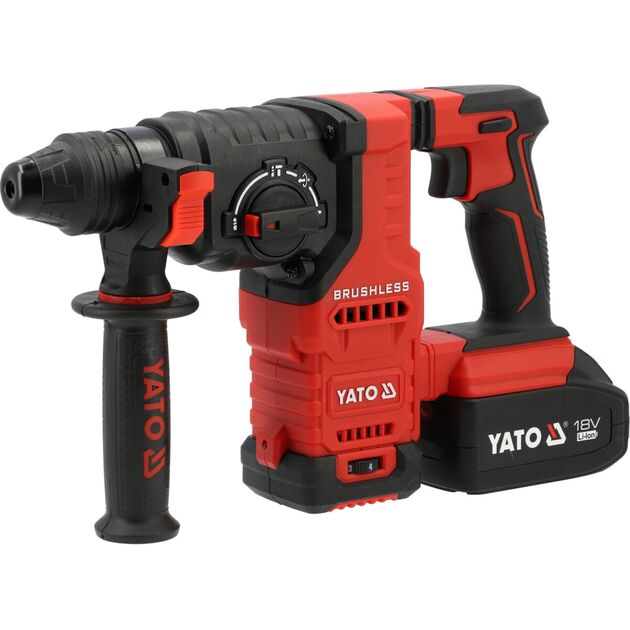 Перфоратор SDS+ акумуляторний YATO Li-Ion 18 В 4 АГод , J=2.8 Дж, Ø≤26 мм в бетоні, 3 режими [3], фото  | SNABZHENIE.com.ua