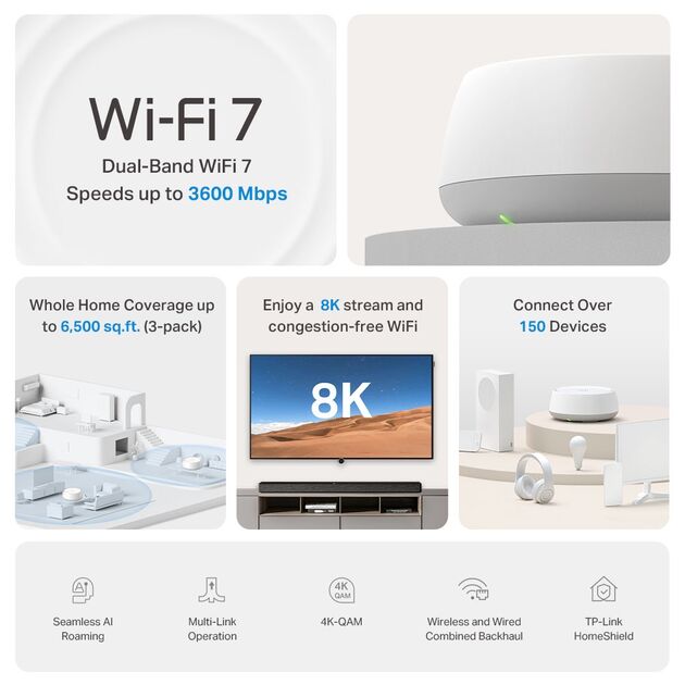Система WiFi-Mesh TP-LINK Deco BE22 BE3600, 1xGE LAN, 1xGE WAN, 2мод, фото , изображение 3 | SNABZHENIE.com.ua