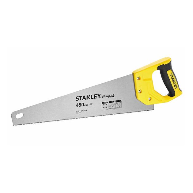 Ножівка по дереву STANLEY "SHARPCUT": L= 450 мм, 11 зубів/1", фото , зображення 2 | SNABZHENIE.com.ua