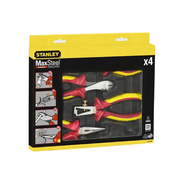 Набір діелектричних інструментів STANLEY MaxSteel: плоскогубці, бокорізи, клещі, 4 шт. (4-84-489), фото  | SNABZHENIE.com.ua