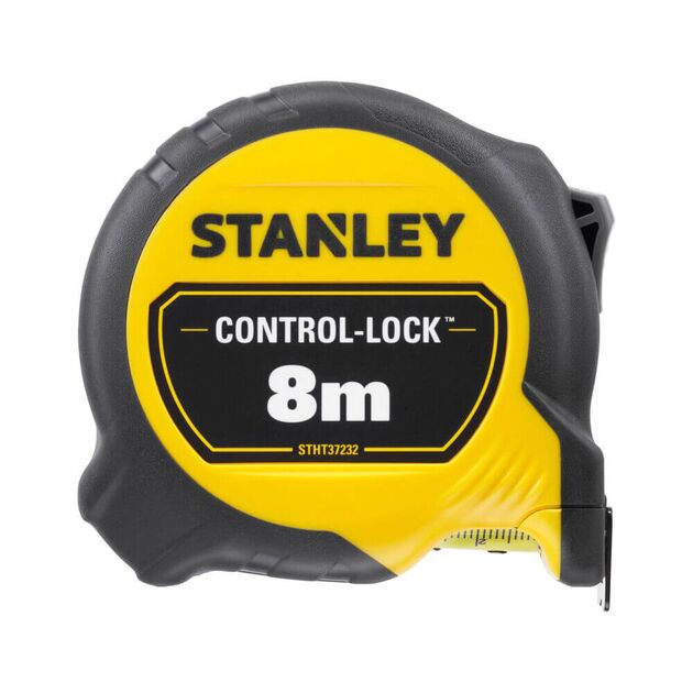 Рулетка CONTROL-LOCK 8 м, 25 мм, прорезиненный корпус, двусторонняя шкала, фото  | SNABZHENIE.com.ua