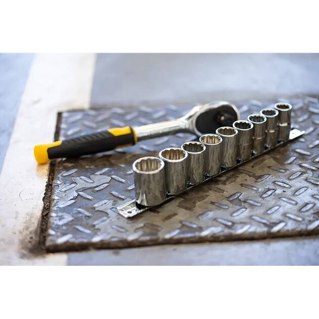 Тріщатка з головками STANLEY: квадрат 1/4, 72 зубці, крок 5* + 10 торцевих головок [11 од.], фото , зображення 2 | SNABZHENIE.com.ua