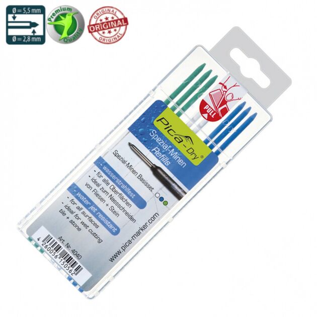 Сменні грифелі 4040 для PICA Dry, водостійкі, 8 шт, кольорові (4040PICA), фото  | SNABZHENIE.com.ua