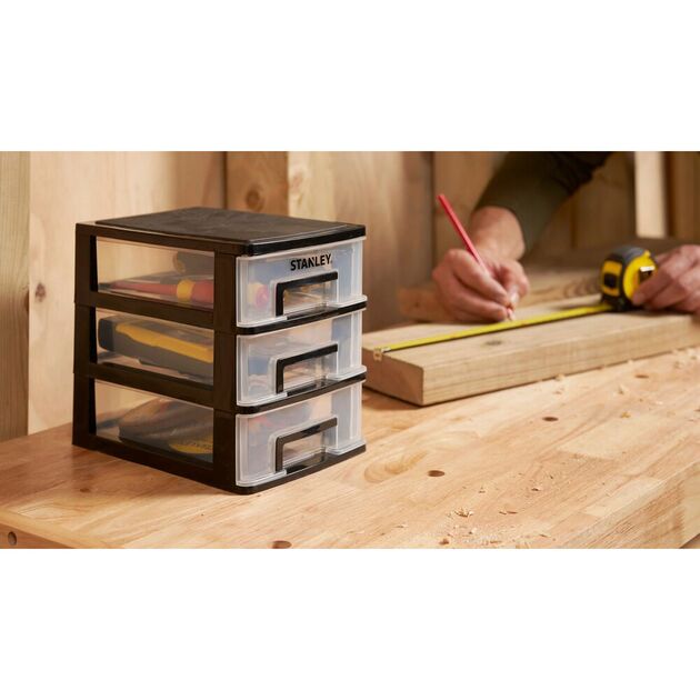 Ящик STANLEY ESSENTIAL S вертикальний з 3 висувними секціями, пластмасовий, 21,5 x 15,1 x 18,9 см, фото , зображення 3 | SNABZHENIE.com.ua