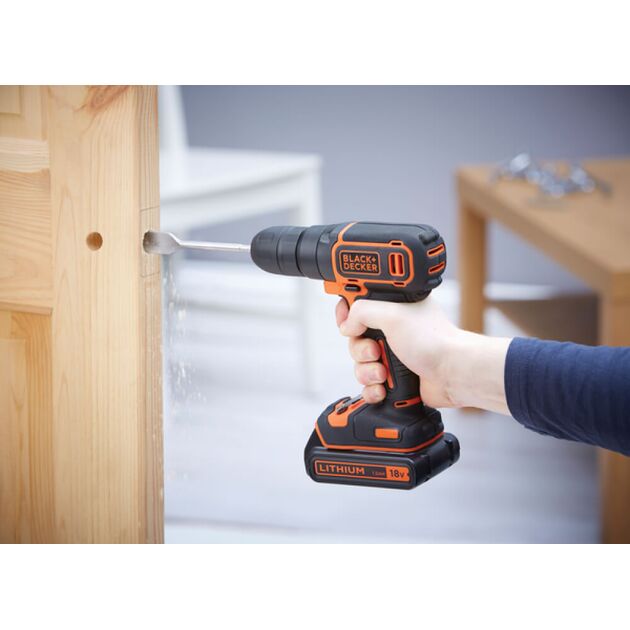 Дрель-шуруповерт акумуляторна BLACK+DECKER BDCD18, фото , зображення 2 | SNABZHENIE.com.ua