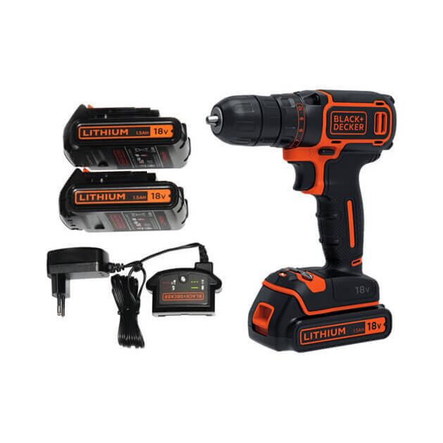 Дрель-шуруповерт аккумуляторная BLACK DECKER BDCDC18B, фото , изображение 2 | SNABZHENIE.com.ua