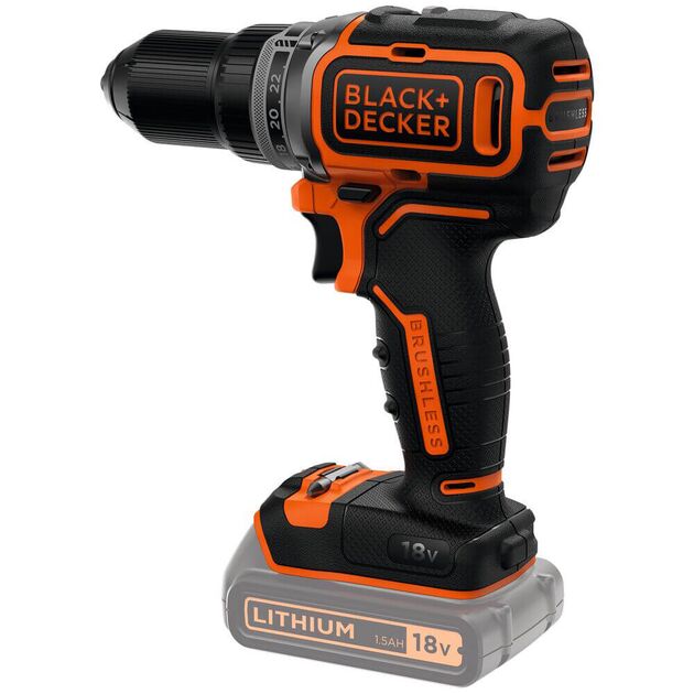 Дрель-шуруповерт акумуляторна безщіткова BLACK+DECKER BL186N, фото , зображення 2 | SNABZHENIE.com.ua