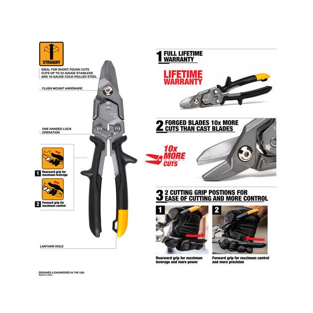 Ножницы по металлу ToughBuilt Bulldog TB-H4-60-B, 243 мм, фото , изображение 2 | SNABZHENIE.com.ua