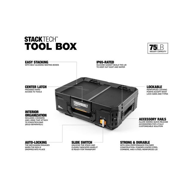 Ящик для інструментів TOUGHBUILT Tool Box StackTech TB-B1-B-30, фото , зображення 2 | SNABZHENIE.com.ua