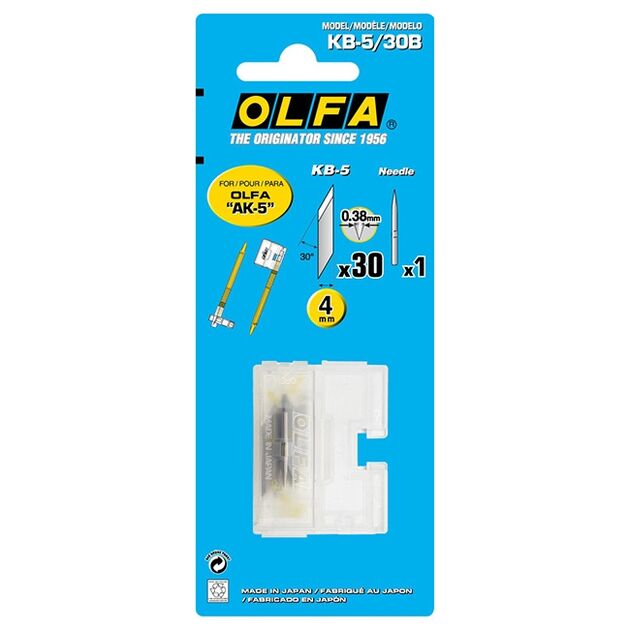 Лезвие-скальпель OLFA KB-5/30B 30шт + игла 20х1,6мм (ОF-KB-5/30B), фото , изображение 3 | SNABZHENIE.com.ua