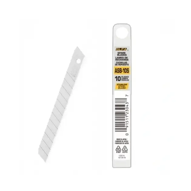 Сегментные лезвия 9 мм OLFA ASB-10S нержавеющая сталь 10шт (OF-ASB-10S), фото , зображення 2 | SNABZHENIE.com.ua