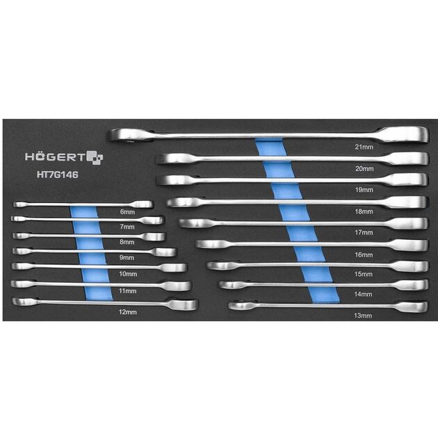 Набор рожково-накидных ключей с трещоткой 16 шт., EVA HOEGERT, фото  | SNABZHENIE.com.ua