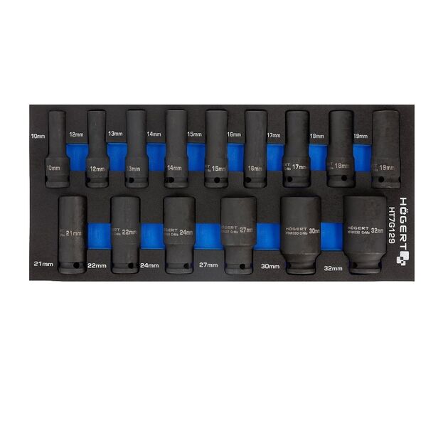 Набір ударних торцевих головок 15 шт. у ложементі EVA HOEGERT HT7G129, фото  | SNABZHENIE.com.ua