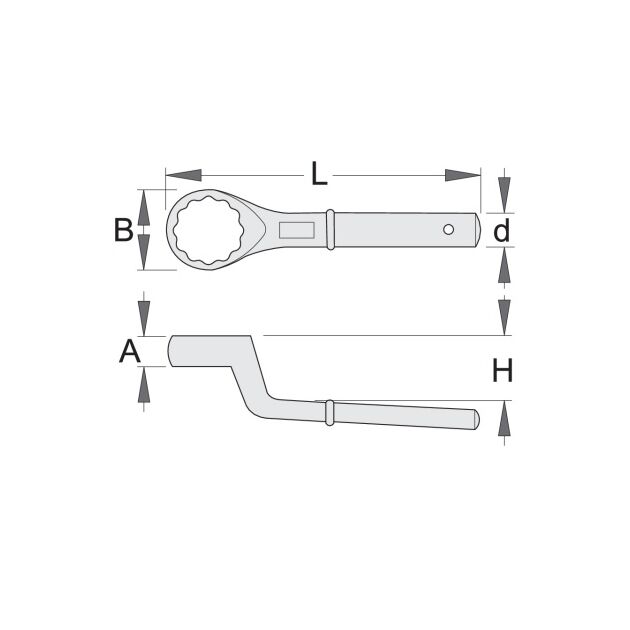 Ключ накидной с изгибом односторонний UNIOR 95 (178/2), фото , изображение 2 | SNABZHENIE.com.ua
