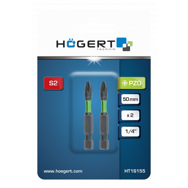Набір біт ударних PZ2 50 мм 2 шт HOEGERT HT1S157, фото , зображення 2 | SNABZHENIE.com.ua
