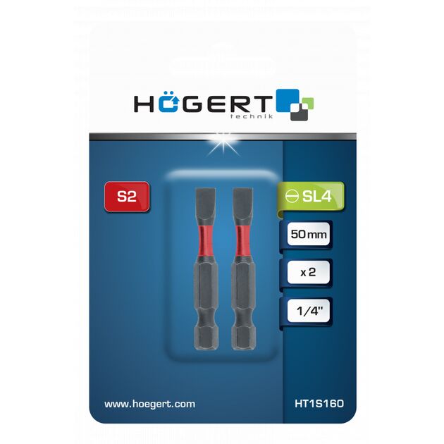 Набір біт ударних SL4 50 мм 2 шт HOEGERT HT1S160, фото , зображення 2 | SNABZHENIE.com.ua