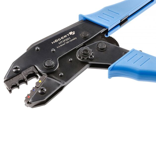 Кліщі для обпресування ізольованих клем 0,5-6 мм2 (20-10 AWG) HOEGERT HT1P201, фото , зображення 2 | SNABZHENIE.com.ua