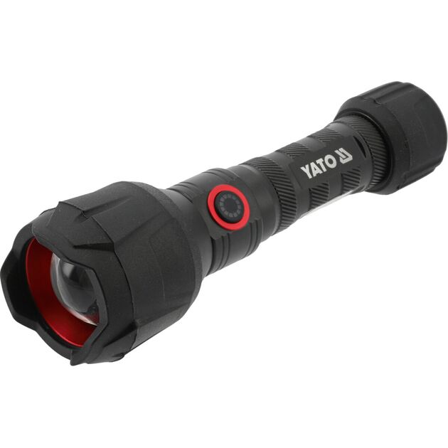 Ліхтар ручний з прогумованим корпусом YATO від акумулятора Li-Ion 3.7 V 2 АГод, 1000 Lm, 2 режими, фото  | SNABZHENIE.com.ua
