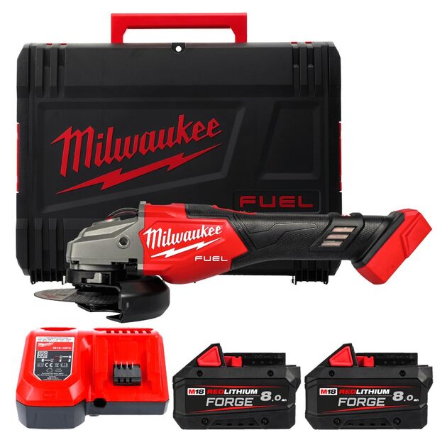 Кутова акумуляторна шліфмашина MILWAUKEE, M18 FHSAG125XB2-802X, Ø125мм (ЗП, 2 акум.Х8Аг, HDкейс), фото  | SNABZHENIE.com.ua