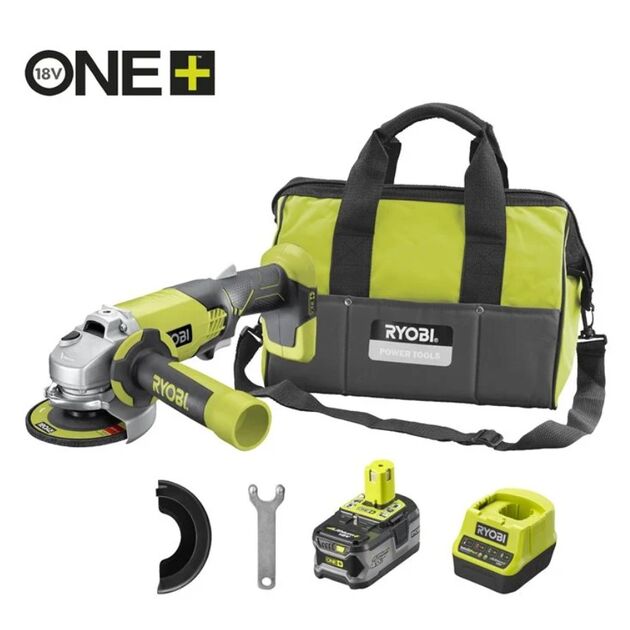 Шлифмашина угловая - болгарка аккумуляторная бесщёточная RYOBI, Ø115мм M18 R18AG-140S (ЗП+1x4,0Aг), фото  | SNABZHENIE.com.ua