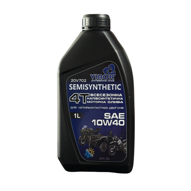 Олива моторна TM VIROK SEMISYNTHETIC 4T SAE 10W-40  для чотиритактних двигунів напівсинтетична 1 л, фото  | SNABZHENIE.com.ua