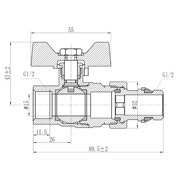 Кран шаровой "Американка" Thermo Alliance Forte 1/2" с антипротечкой прямой SF222W15, фото , зображення 2 | SNABZHENIE.com.ua
