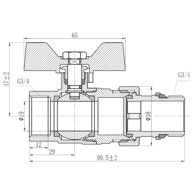Кран шаровой "Американка" Thermo Alliance Forte 3/4" с антипротечкой прямой SF222W20, фото , зображення 2 | SNABZHENIE.com.ua