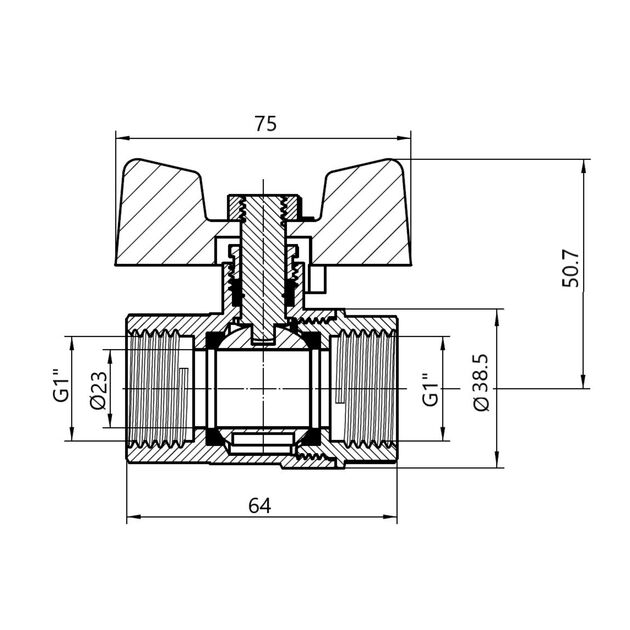 Кран шаровой Thermo Alliance Standart 1" ВР для газа (рычаг) SD600NG25PN40, фото , изображение 2 | SNABZHENIE.com.ua