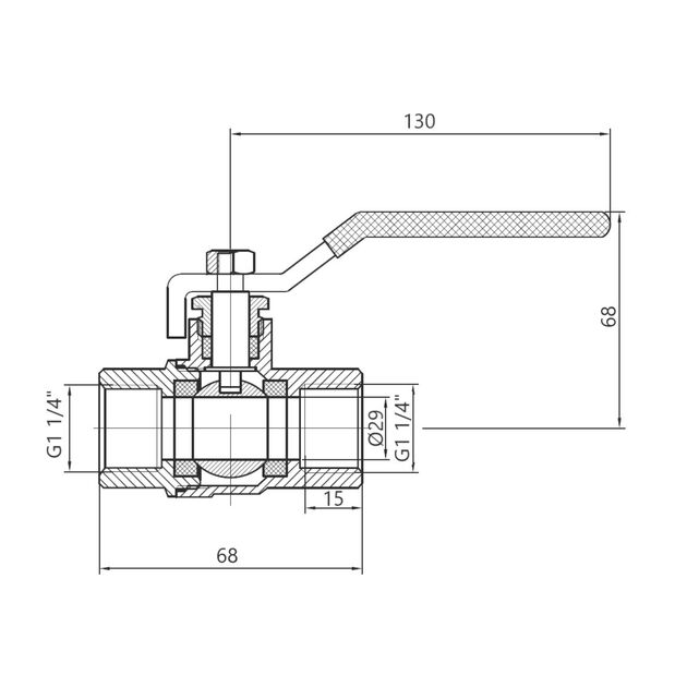 Кран шаровой Thermo Alliance Standart 1" 1/4 ВР для газа (рычаг) SD600NG32PN40, фото , зображення 2 | SNABZHENIE.com.ua